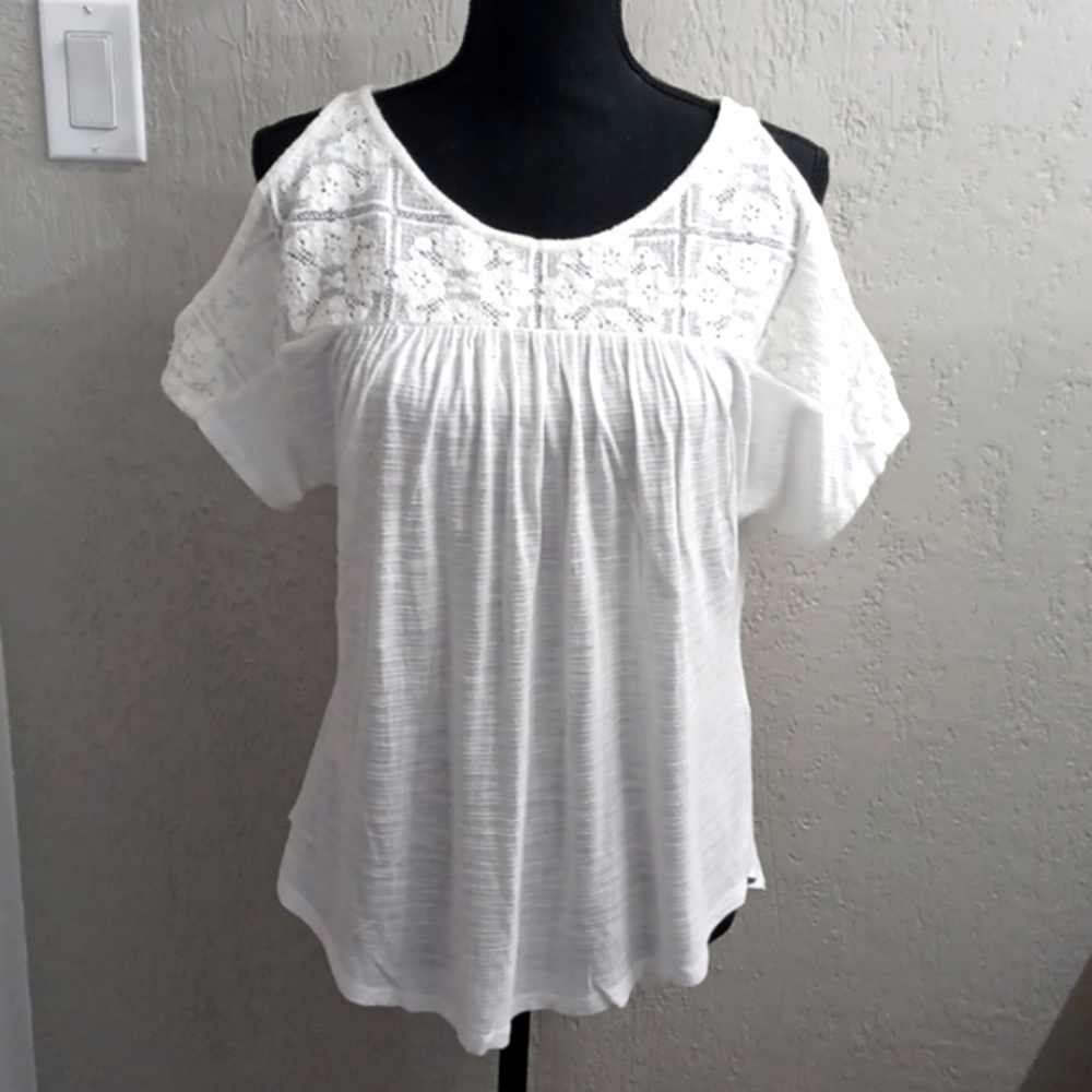 Lucky Boho Top w/ Embroidered Lace